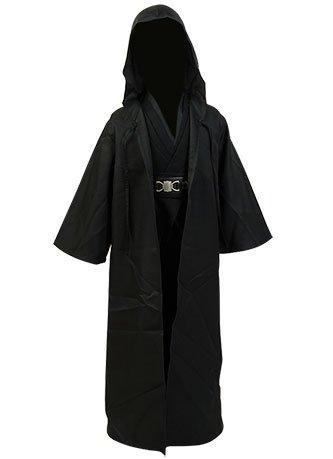 SeeCosplay Kids Jedi Costume for Anakin Skywalker Tunic Hooded Robe Outfit Black Version SWCostume