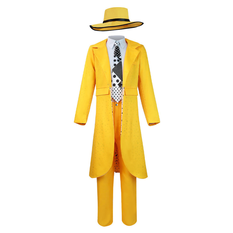 The Mask Jim Carrey Yellow Suit Cosplay Costume Men Uniform Outfits Halloween Carnival Costume