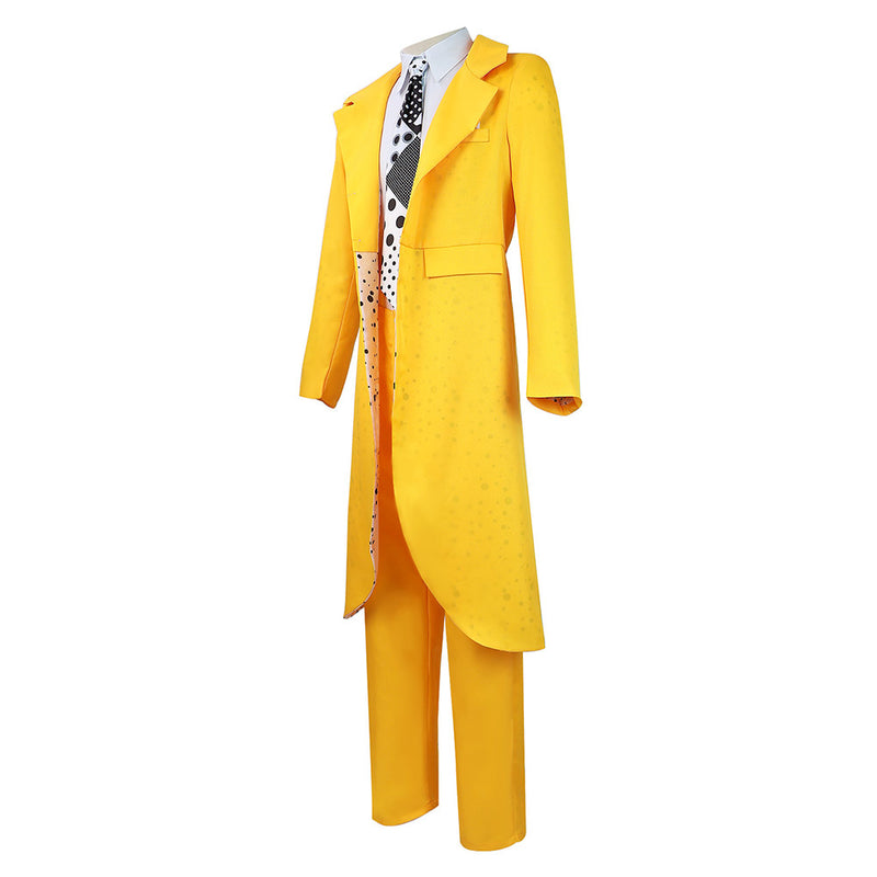 The Mask Jim Carrey Yellow Suit Cosplay Costume Men Uniform Outfits Halloween Carnival Costume