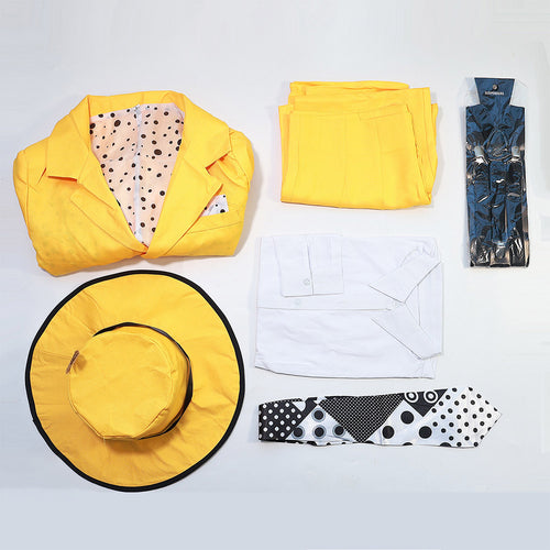 The Mask Jim Carrey Yellow Suit Cosplay Costume Men Uniform Outfits Halloween Carnival Costume