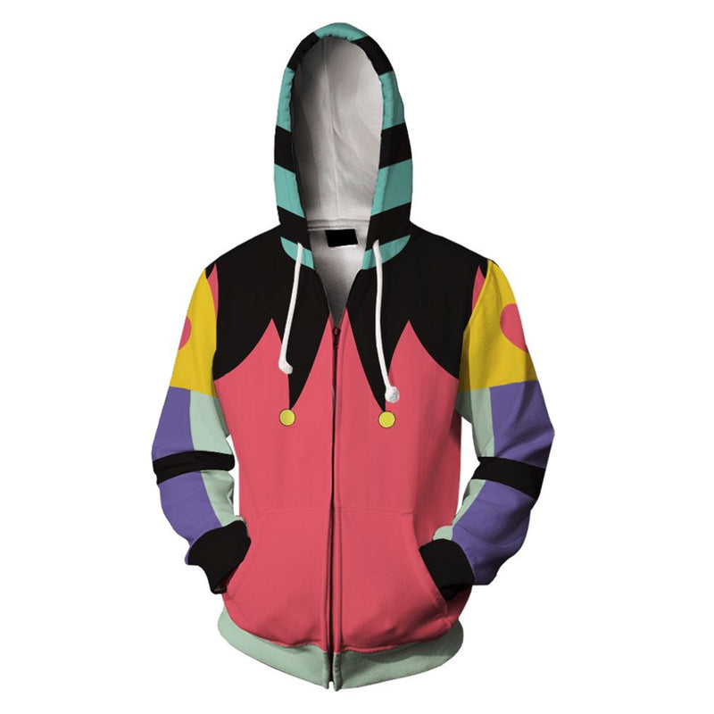 TV Helluva Boss Fizzarolli Cosplay Printed Hoodie Hooded Sweatshirt Casual Zip Up Hoodie