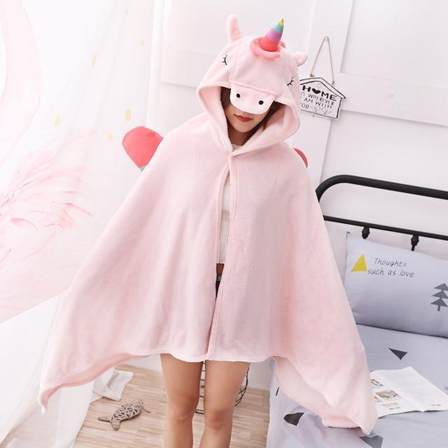 Unicorn Pastel Fleece Hoodie Blanket #JU2540