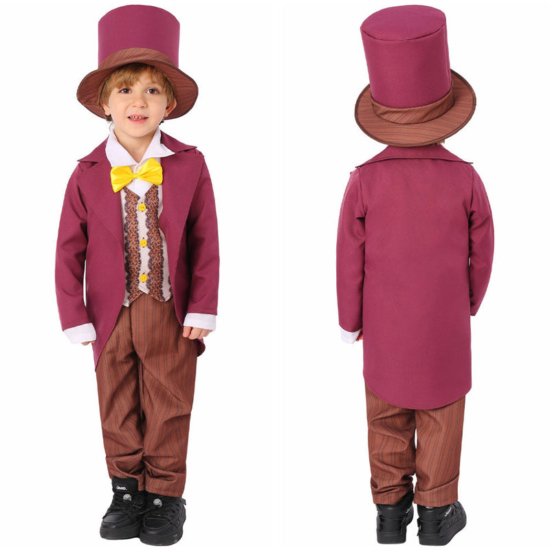 SeeCosplay Wonka Movie Wonka Costume Kids Children Purple Outfit Party Carnival Halloween Cosplay Costume